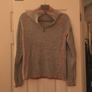 NWOT Smartwool Gray and Orange Quarterzip